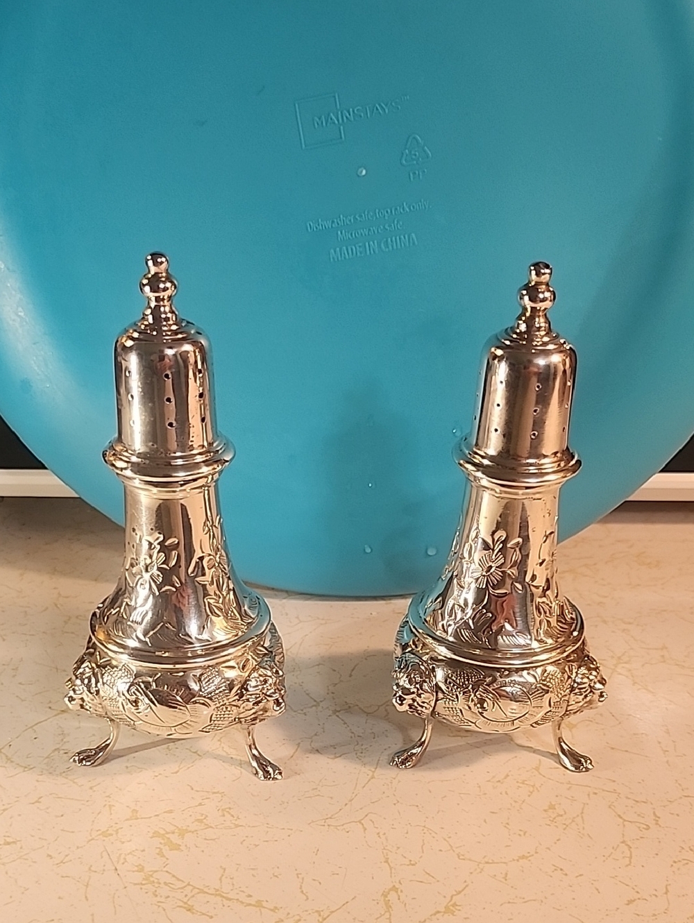 Salt/Pepper Sakers Stealing Silver Hand Chiseled By Durham Around 1889s 5" 233G